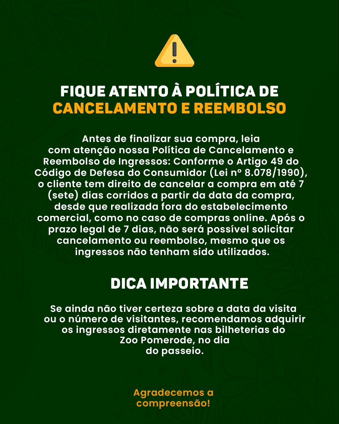 Comunicado Zoológico Pomerode!