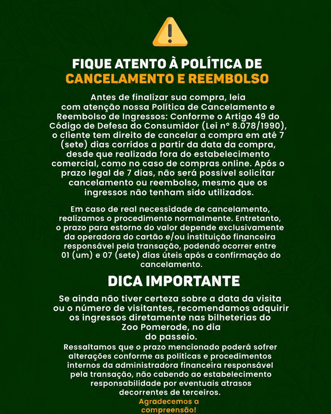 Comunicado Zoológico Pomerode!